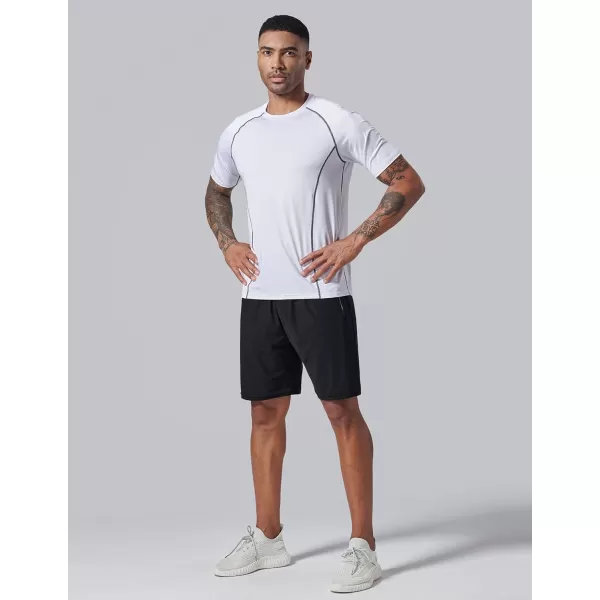 image5 Pack Mens Active Quick Dry Crew Neck T Shirts  Athletic Running Gym Workout Short Sleeve Tee Tops BulkWhites