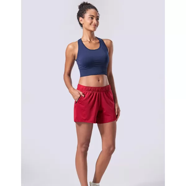 image5 Pack Womens Workout Gym Shorts Casual Lounge Set Ladies Active Athletic Apparel with Zipper PocketsBlackGrayMaroonLight PinkSteel Blue