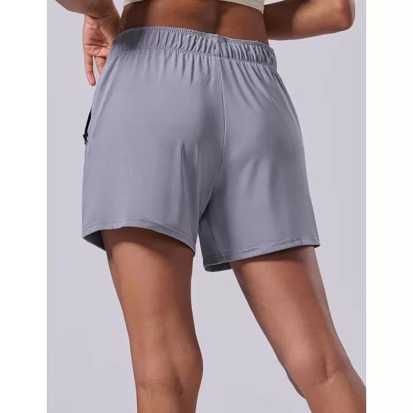 image5 Pack Womens Workout Gym Shorts Casual Lounge Set Ladies Active Athletic Apparel with Zipper PocketsBlackGrayMaroonLight PinkSteel Blue