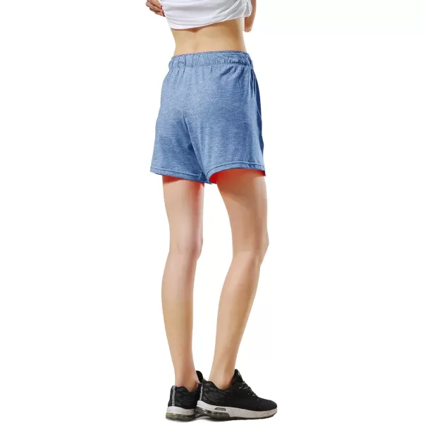 image5 Pack Womens Workout Gym Shorts Casual Lounge Set Ladies Active Athletic Apparel with Zipper PocketsHeather BlackGrayBlue
