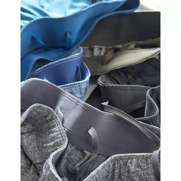 image5 Pack Womens Workout Gym Shorts Casual Lounge Set Ladies Active Athletic Apparel with Zipper PocketsHeather BlackGrayBlue
