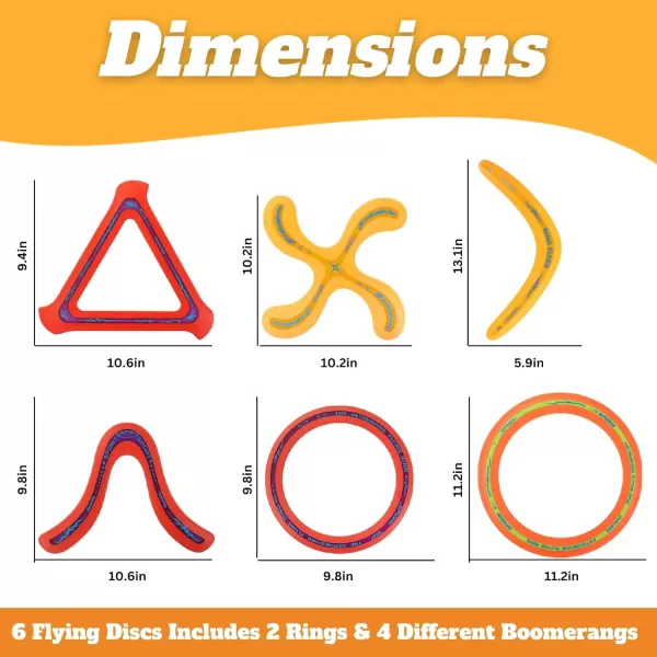 image6 PCS Flying Ring Combo Pack Sports Plastic Pro Discs Rings and Boomerangs  Lightweight Sports Outdoor Games Toys for Kids and Adults
