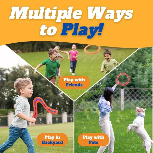 image6 PCS Flying Ring Combo Pack Sports Plastic Pro Discs Rings and Boomerangs  Lightweight Sports Outdoor Games Toys for Kids and Adults