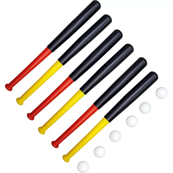 image6 Pack Baseball Bat and Ball Combo Set  Bundle of Plastic Lightweight Telescoping Bats for Kids Toddlers Adults Backyard Games and Training 27 Inches