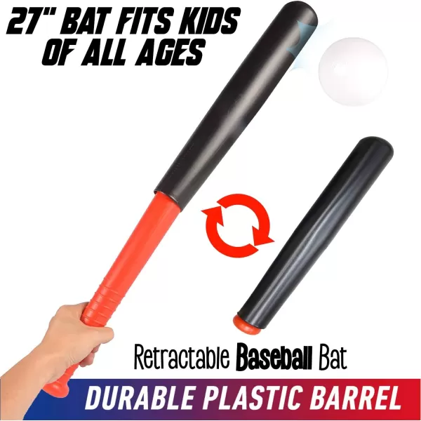 image6 Pack Baseball Bat and Ball Combo Set  Bundle of Plastic Lightweight Telescoping Bats for Kids Toddlers Adults Backyard Games and Training 27 Inches