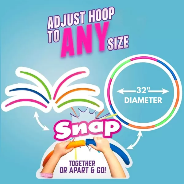 image6 Pack Toy Hoop Bundle Pack  Snap Together Detachable Adjustable Weight Size Plastic Hoops  Kids Hoola Rings for Sports Exercise Playing 32Inch