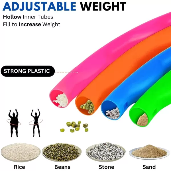 image6 Pack Toy Hoop Bundle Pack  Snap Together Detachable Adjustable Weight Size Plastic Hoops  Kids Hoola Rings for Sports Exercise Playing 32Inch
