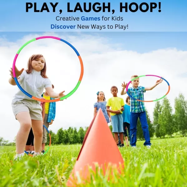 image6 Pack Toy Hoop Bundle Pack  Snap Together Detachable Adjustable Weight Size Plastic Hoops  Kids Hoola Rings for Sports Exercise Playing 32Inch