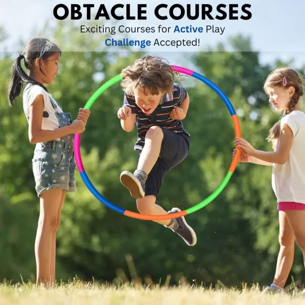 image6 Pack Toy Hoop Bundle Pack  Snap Together Detachable Adjustable Weight Size Plastic Hoops  Kids Hoola Rings for Sports Exercise Playing 32Inch