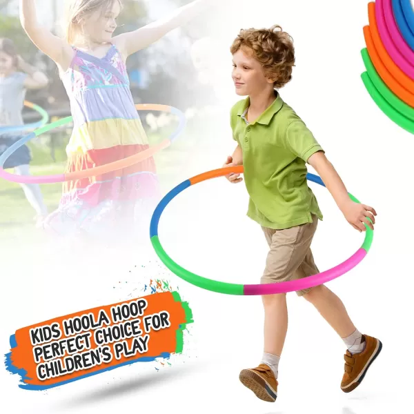 image6 Pack Toy Hoop Bundle Pack  Snap Together Detachable Adjustable Weight Size Plastic Hoops  Kids Hoola Rings for Sports Exercise Playing 32Inch