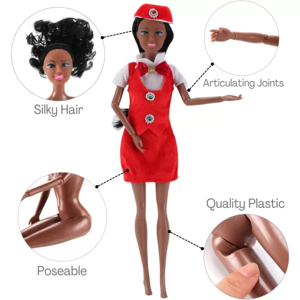 image6 Set of African American Black Toy Dolls  115quot Premium Fashion Style Diversity Role Play Dolls Bundle Variety Pack for Kids Girls Party Favors