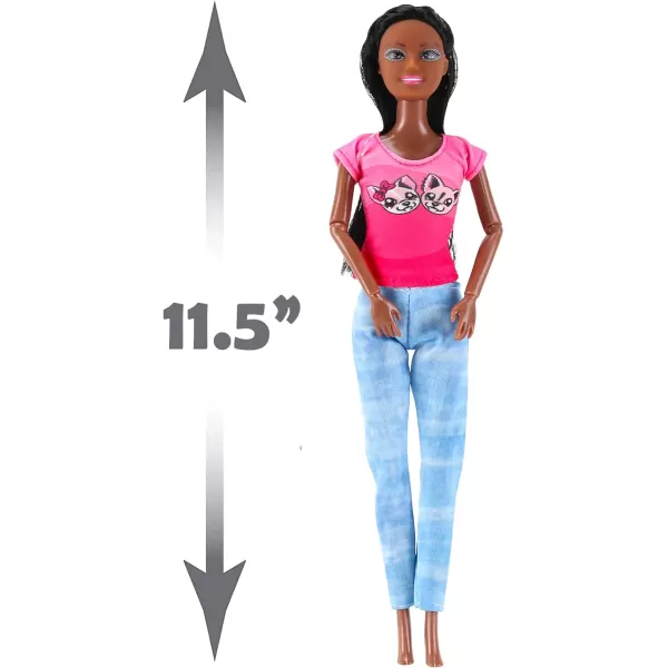 image6 Set of African American Black Toy Dolls  115quot Premium Fashion Style Diversity Role Play Dolls Bundle Variety Pack for Kids Girls Party Favors