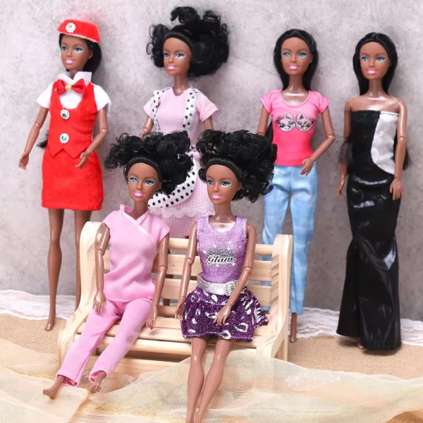 image6 Set of African American Black Toy Dolls  115quot Premium Fashion Style Diversity Role Play Dolls Bundle Variety Pack for Kids Girls Party Favors