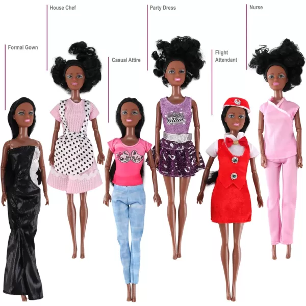 image6 Set of African American Black Toy Dolls  115quot Premium Fashion Style Diversity Role Play Dolls Bundle Variety Pack for Kids Girls Party Favors