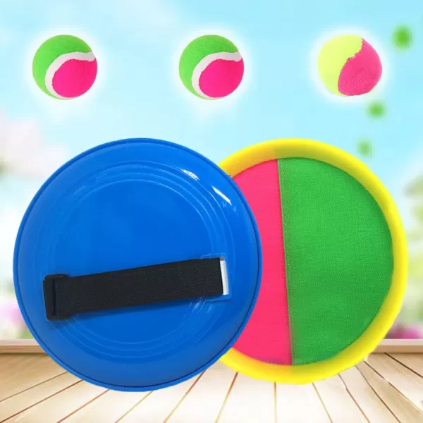 imageClassic Toss and Catch Sports Kids Toy Paddle Game Set with 2 Paddles 2 Sticky Balls ampamp Bean Bag Ball