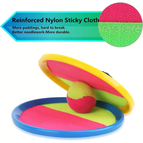 imageClassic Toss and Catch Sports Kids Toy Paddle Game Set with 2 Paddles 2 Sticky Balls ampamp Bean Bag Ball