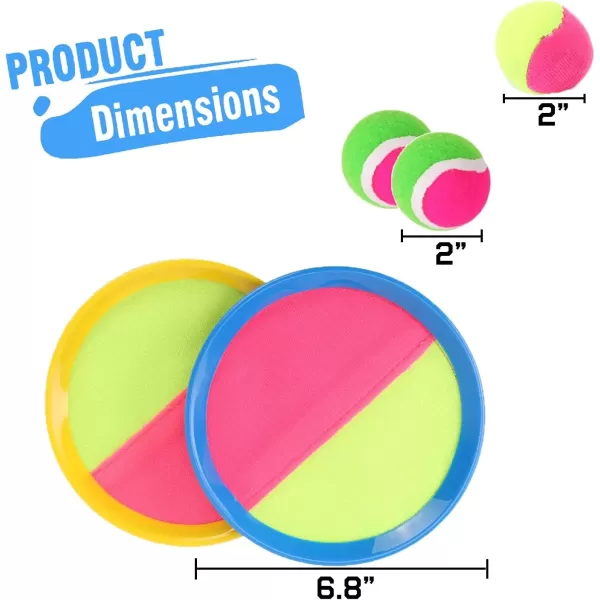 imageClassic Toss and Catch Sports Kids Toy Paddle Game Set with 2 Paddles 2 Sticky Balls ampamp Bean Bag Ball
