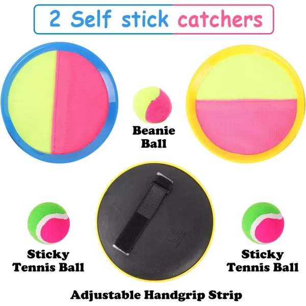 imageClassic Toss and Catch Sports Kids Toy Paddle Game Set with 2 Paddles 2 Sticky Balls ampamp Bean Bag Ball