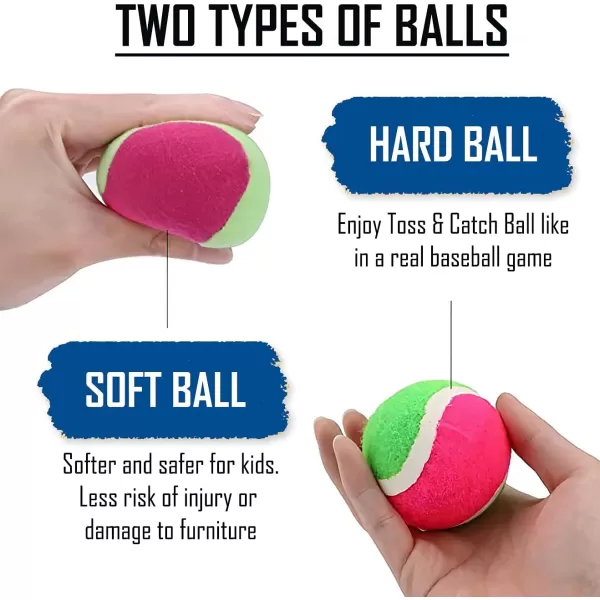 imageClassic Toss and Catch Sports Kids Toy Paddle Game Set with 2 Paddles 2 Sticky Balls ampamp Bean Bag Ball