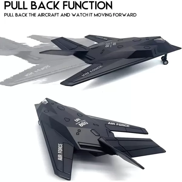 imageF117 Fighter Jet Diecast Metal Military Stealth Airplane Toy  1400 Scale Nighthawk Alloy Model Aircraft with Pullback Action Lights and Sound