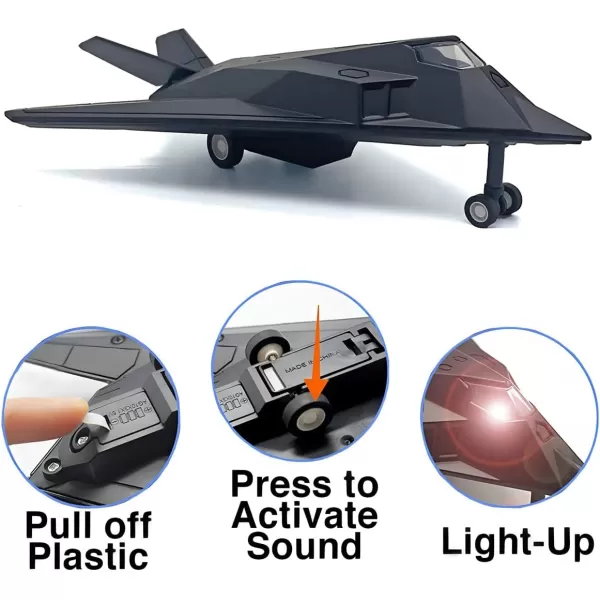 imageF117 Fighter Jet Diecast Metal Military Stealth Airplane Toy  1400 Scale Nighthawk Alloy Model Aircraft with Pullback Action Lights and Sound