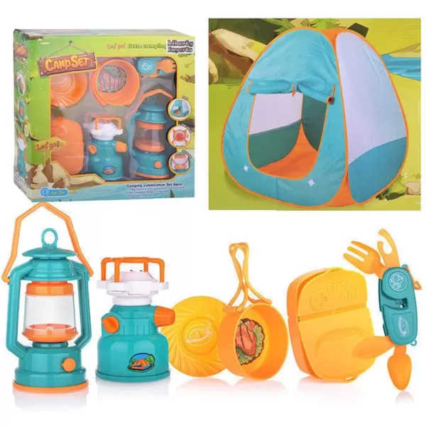 imageKids Camping Set with Pop Up Tent  Little Explorers Playhouse Toddler Toys for Boys with Camp Gear for Children Indoor Outdoor Pretend Play