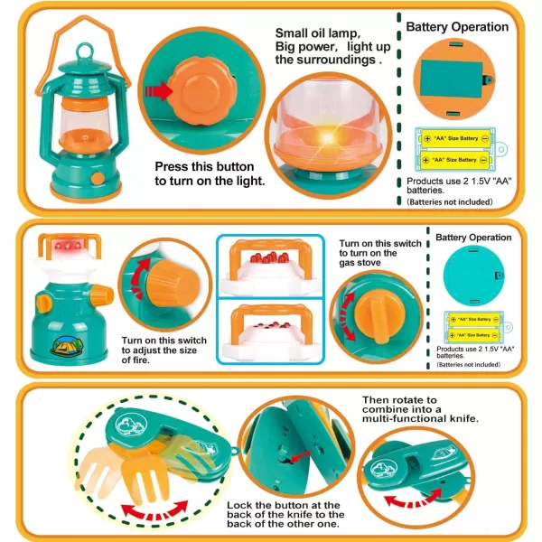 imageKids Camping Set with Pop Up Tent  Little Explorers Playhouse Toddler Toys for Boys with Camp Gear for Children Indoor Outdoor Pretend Play