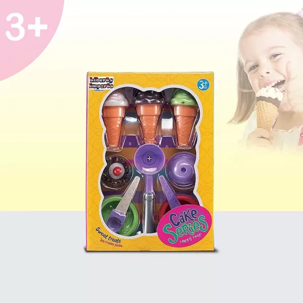imageKids Ice Cream Toy Set  Pretend Play Sweet Treats Ice Cream Parlour Dessert Accessories Playset with Cone and Scoop for Toddler Imaginary Play