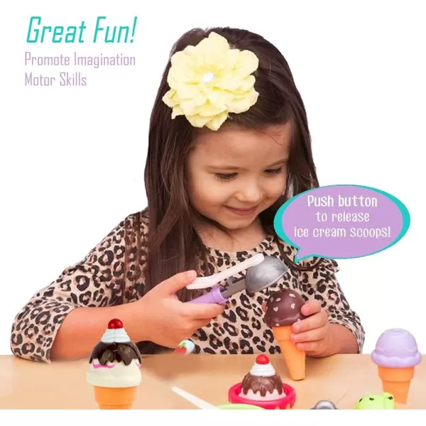 imageKids Ice Cream Toy Set  Pretend Play Sweet Treats Ice Cream Parlour Dessert Accessories Playset with Cone and Scoop for Toddler Imaginary Play