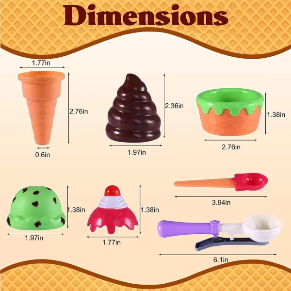 imageKids Ice Cream Toy Set  Pretend Play Sweet Treats Ice Cream Parlour Dessert Accessories Playset with Cone and Scoop for Toddler Imaginary Play