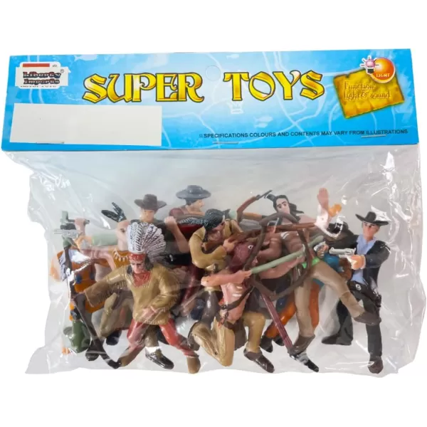 imageLiberty Imports 12 PCS Cowboy and Indian Figures Mini Wild West and Native American Toy Figurines with Realistic Details Western Cake Toppers Party Favors for Kids