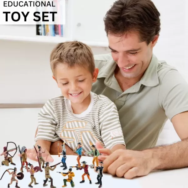 imageLiberty Imports 12 PCS Cowboy and Indian Figures Mini Wild West and Native American Toy Figurines with Realistic Details Western Cake Toppers Party Favors for Kids