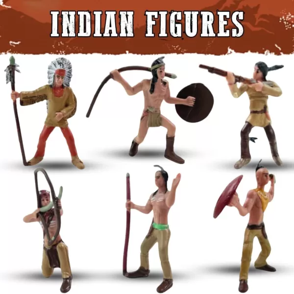 imageLiberty Imports 12 PCS Cowboy and Indian Figures Mini Wild West and Native American Toy Figurines with Realistic Details Western Cake Toppers Party Favors for Kids