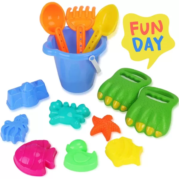 imageLiberty Imports 13 PCS Beach Sand Toys Dinosaur Claw Hand Scoop Play Set with Bucket Shovel Tools Animal and Castle Sand Molds  Beach Sandbox Toys for Toddlers ampamp Kids