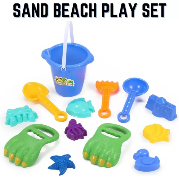 imageLiberty Imports 13 PCS Beach Sand Toys Dinosaur Claw Hand Scoop Play Set with Bucket Shovel Tools Animal and Castle Sand Molds  Beach Sandbox Toys for Toddlers ampamp Kids