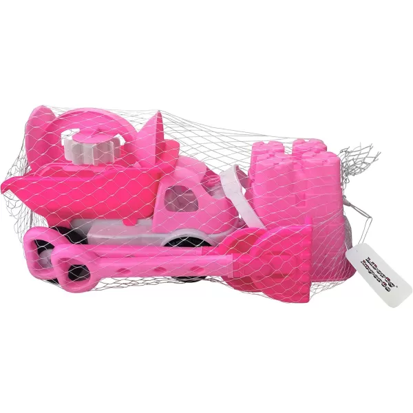 imageLiberty Imports 14 PCS Pink Sand Toys Princess Castle Beach Play Set for Girls with Dump Truck Sandwheel Bucket Play Tools and Sand Molds Imaginative Playset for Kids Toddlers