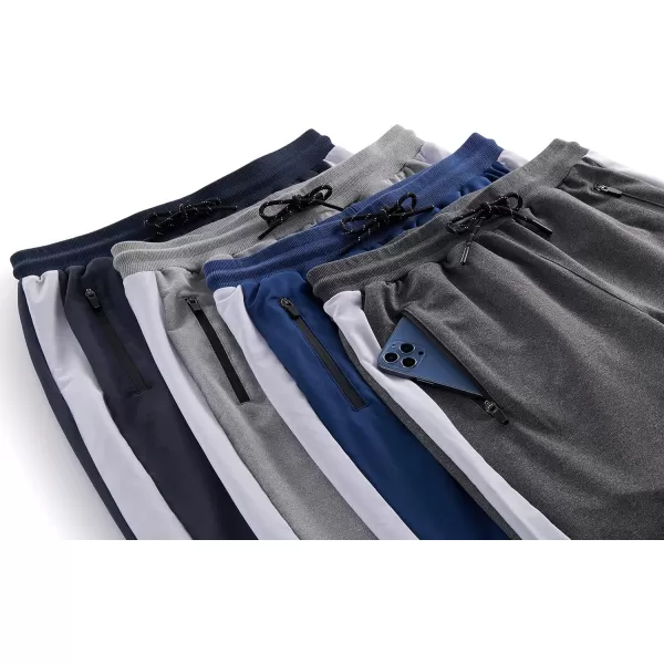 imageLiberty Imports 2 Pack Mens Sweatpants with Zipper Pockets Slim Fit Gym Pants Athletic Track JoggersBlueDark Gray