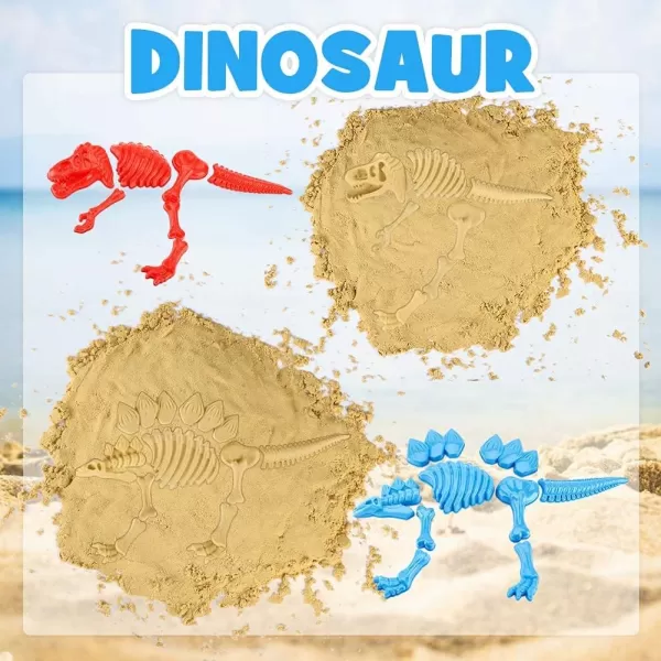 imageLiberty Imports 3 Pack Large Dinosaur Fossil Sand Molds Beach Toy Set with Rake and Shovel for Kids Summer Outdoors 25 Pcs Playset