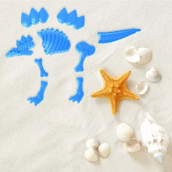 imageLiberty Imports 3 Pack Large Dinosaur Fossil Sand Molds Beach Toy Set with Rake and Shovel for Kids Summer Outdoors 25 Pcs Playset