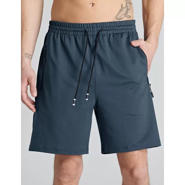 imageLiberty Imports 3 Pack Mens Sweat Shorts Athletic Casual Jogger Shorts with Zipper Pockets Terry Performance Tech ActivewearGrayBlueCharcoal