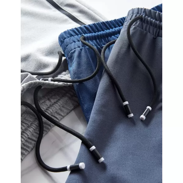 imageLiberty Imports 3 Pack Mens Sweat Shorts Athletic Casual Jogger Shorts with Zipper Pockets Terry Performance Tech ActivewearGrayBlueCharcoal