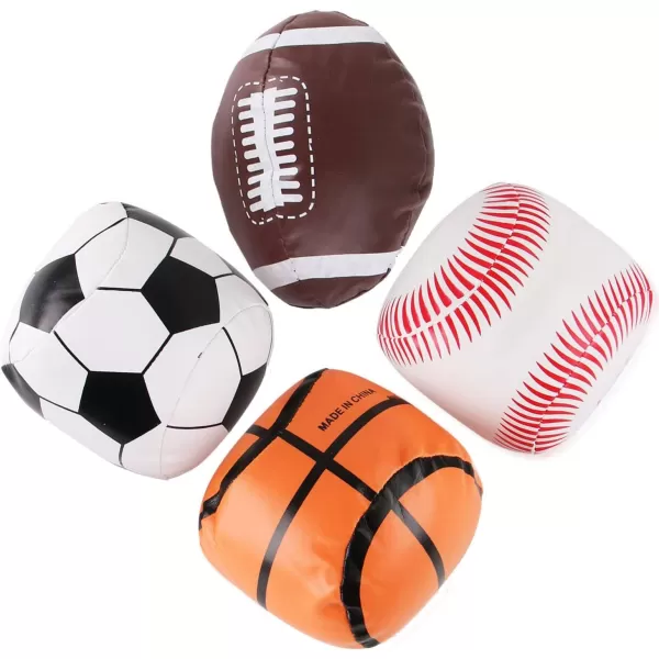 imageLiberty Imports 4 Pack Soft Plush Stuffed 5quot Sports Balls Assortment Toy Playset for Kids Toddlers  Football Baseball Basketball Soccer