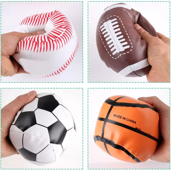 imageLiberty Imports 4 Pack Soft Plush Stuffed 5quot Sports Balls Assortment Toy Playset for Kids Toddlers  Football Baseball Basketball Soccer