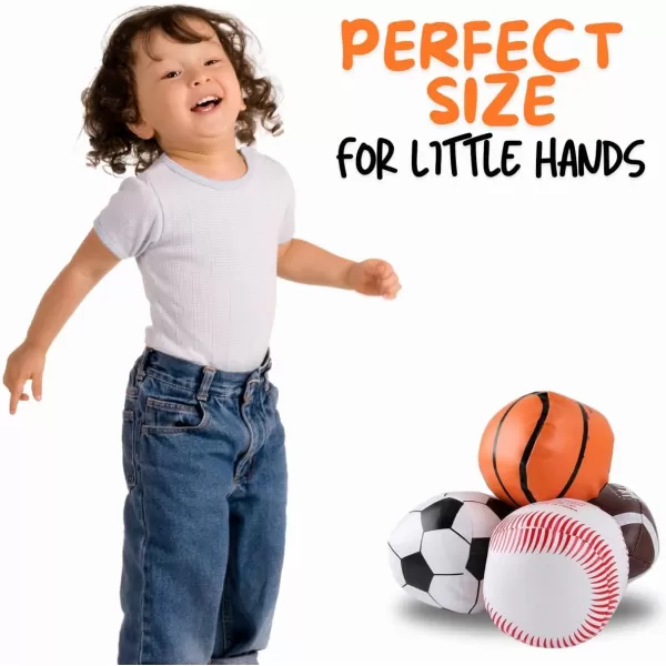 imageLiberty Imports 4 Pack Soft Plush Stuffed 5quot Sports Balls Assortment Toy Playset for Kids Toddlers  Football Baseball Basketball Soccer
