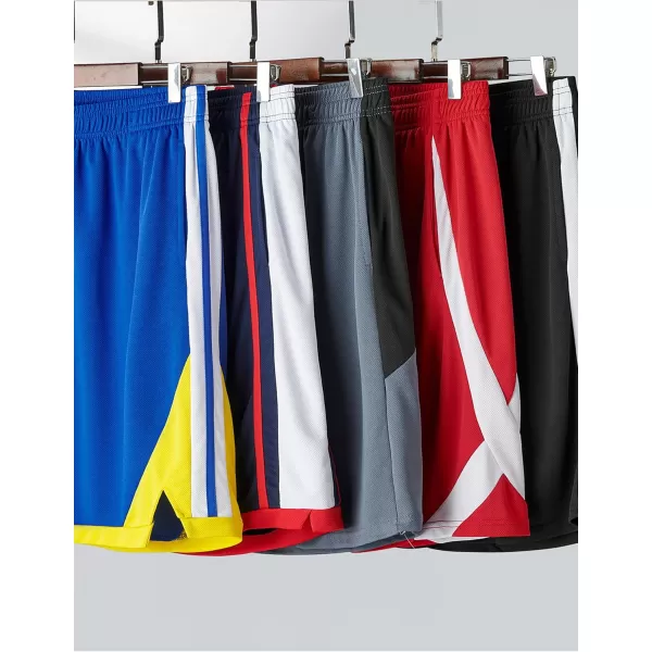 imageLiberty Imports 5 Pack Mens Quick Dry Athletic Shorts with Pockets Elastic Waist Activewear for Workout Gym BasketballBlueYellow  GrayBlack  NavyRed  BlackWhite  RedWhite