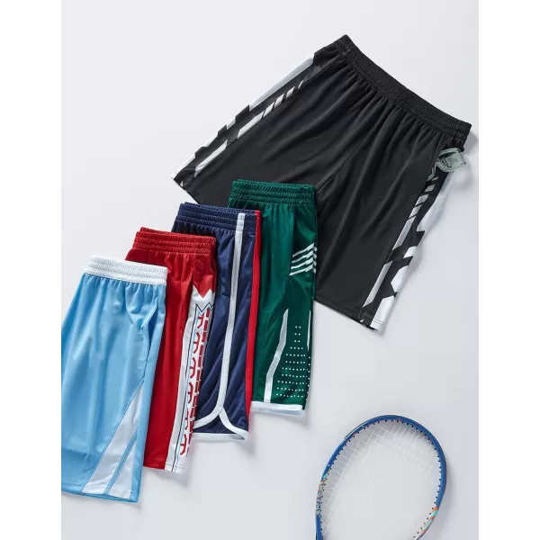 imageLiberty Imports 5 Pack Mens Quick Dry Athletic Shorts with Pockets Elastic Waist Activewear for Workout Gym BasketballNavyBlackGreenBurgundyCool Blue