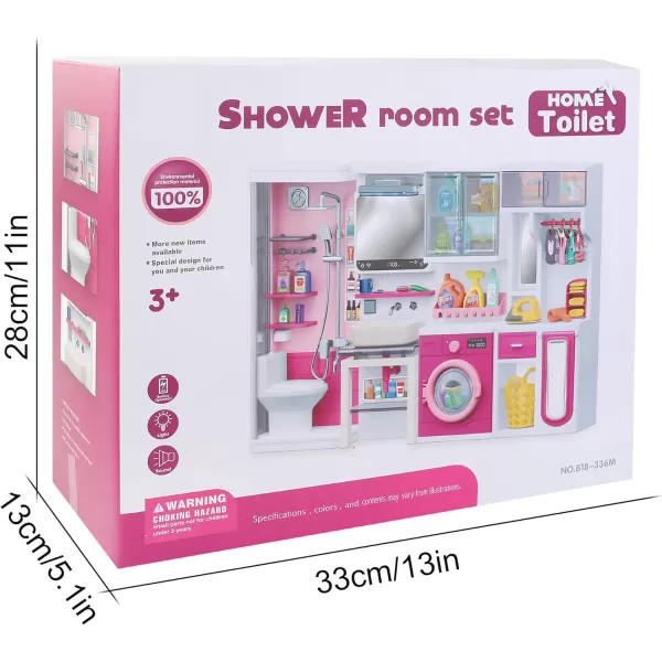 imageLiberty Imports Doll Kitchen Playset for Kids My Modern Mini Kitchen House Furniture Pretend Play Toy Accessories Set with Realistic Lights ampamp Sounds for Toddlers Girls 3in14in1 Bathroom Set