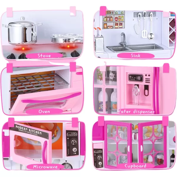 imageLiberty Imports Doll Kitchen Playset for Kids My Modern Mini Kitchen House Furniture Pretend Play Toy Accessories Set with Realistic Lights ampamp Sounds for Toddlers Girls 3in15in1 Kitchen Set