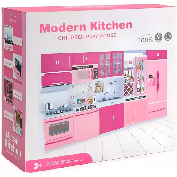 imageLiberty Imports Doll Kitchen Playset for Kids My Modern Mini Kitchen House Furniture Pretend Play Toy Accessories Set with Realistic Lights ampamp Sounds for Toddlers Girls 3in15in1 Kitchen Set
