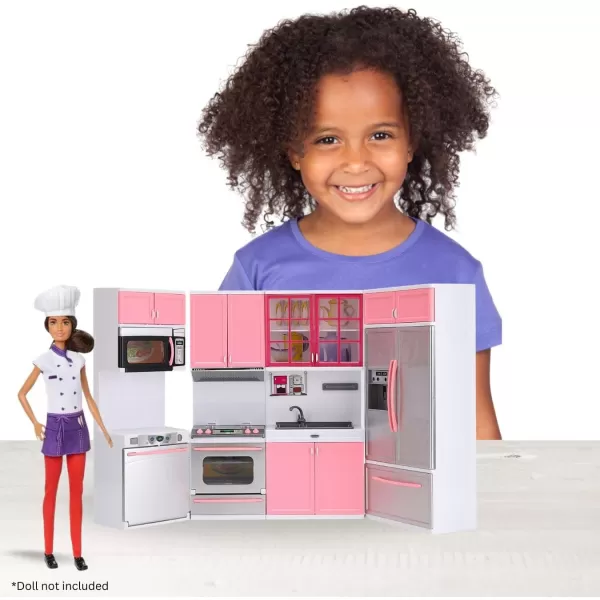 imageLiberty Imports Doll Kitchen Playset for Kids My Modern Mini Kitchen House Furniture Pretend Play Toy Accessories Set with Realistic Lights ampamp Sounds for Toddlers Girls 3in14in1 Kitchen Set